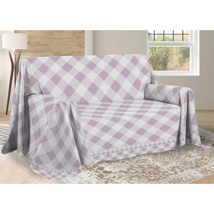 Telo Arredo Multiuso Copritutto 100% Cotone Lovely Check Rosa