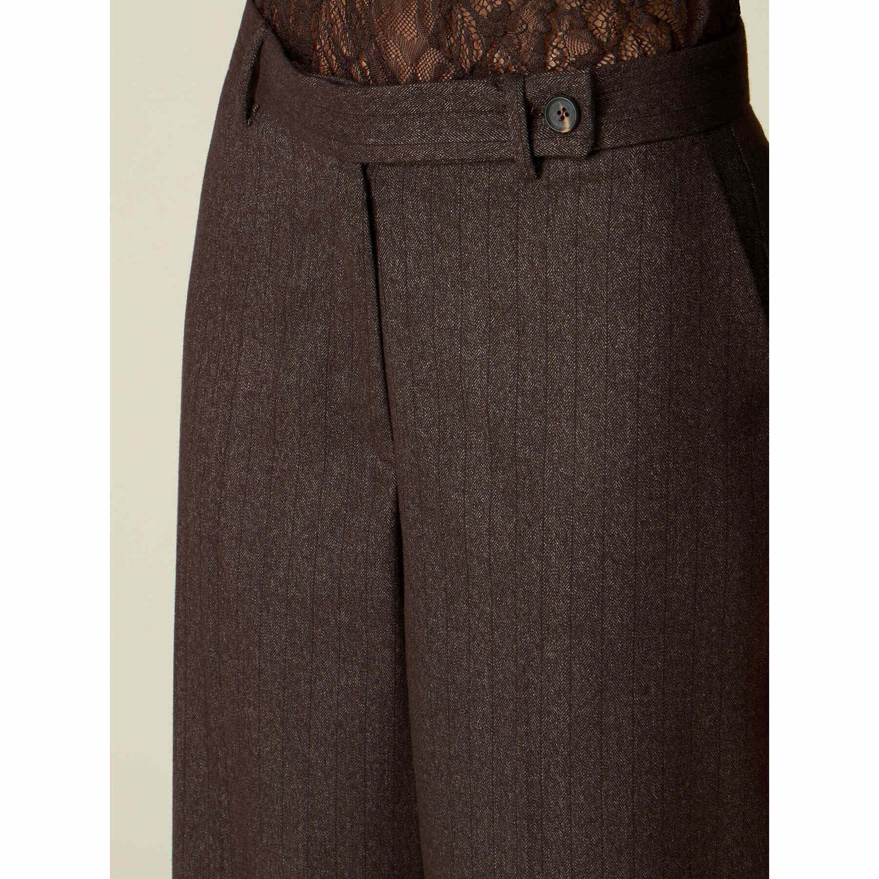 Oltre - Pantalones palazzo teñidos en hilo - Marrón