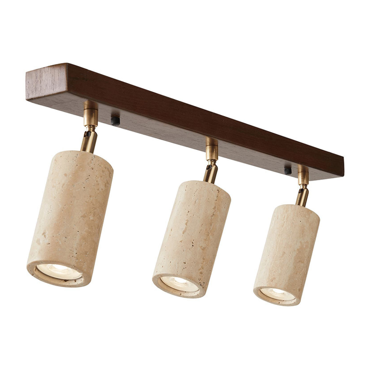 Luminaire design 3 spots orientables en travertin et effet bois TIVOLI