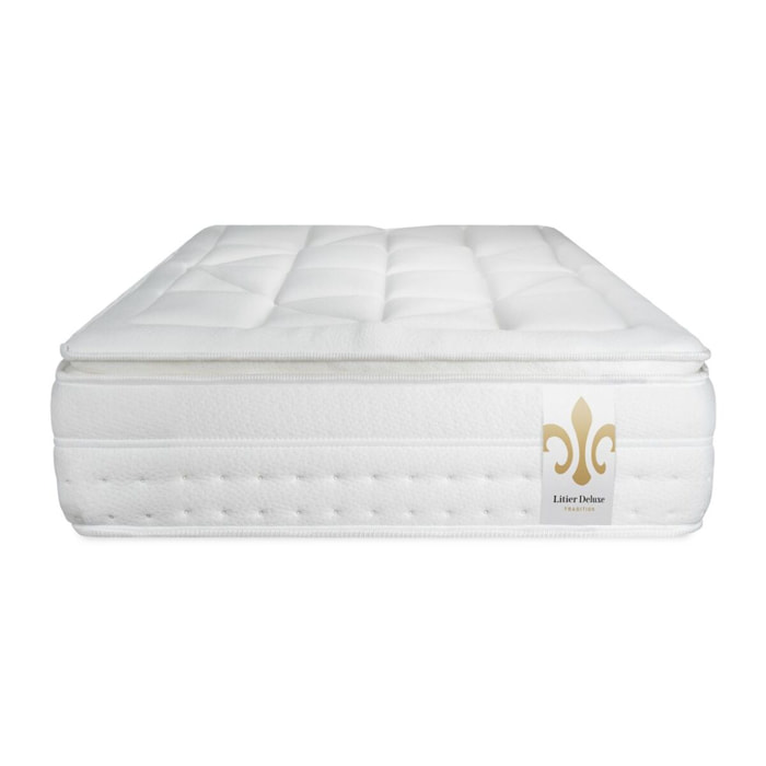 Matelas Vingt-Huit PLUS - 28cm - Ressorts ensachés et mémoire de forme - Enveloppant avec Surmatelas intégré - Soutien Ferme