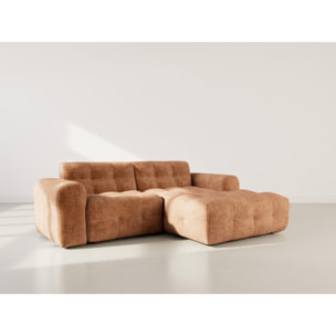 Diane - Canapé d'angle droit 4 places en velours texturé - Terracotta