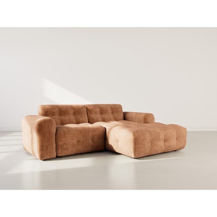 Diane - Canapé d'angle droit 4 places en velours texturé - Terracotta
