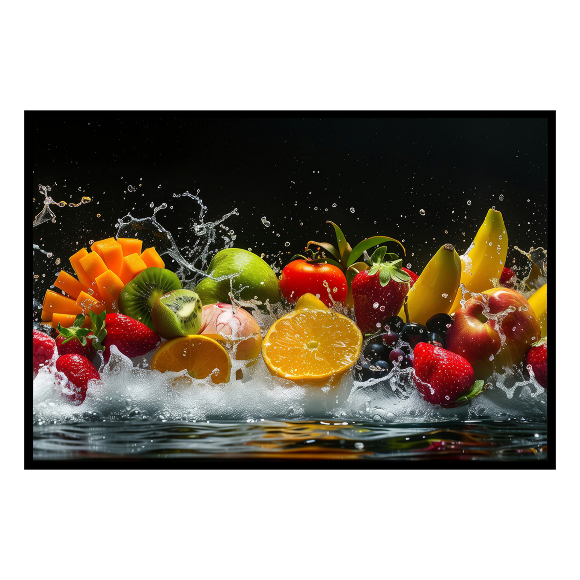 Affiche encadrée composition fruits Affiche + cadre en métal - Noir