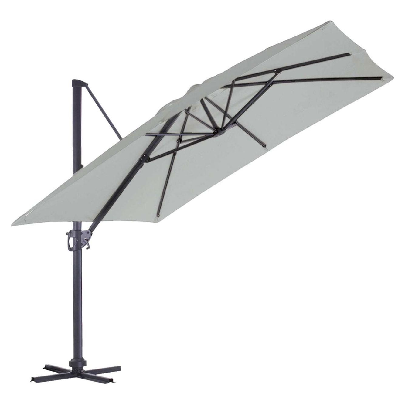 Parasol en Aluminium à Pied Déporté de 3 x 3 m - Gris Perle