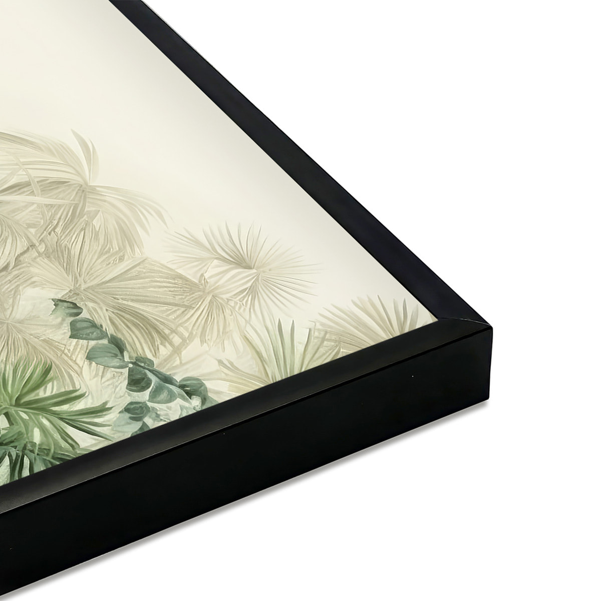 Affiche encadrée feuillage tropical aquarelle Affiche + cadre en métal - Noir