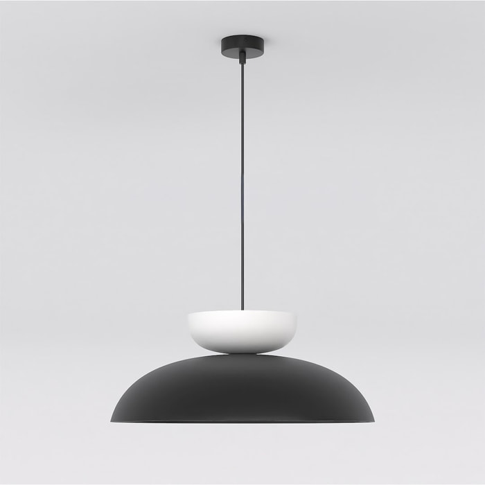 Lampada a sospensione MEGA con cupola bicolore nero e bianco