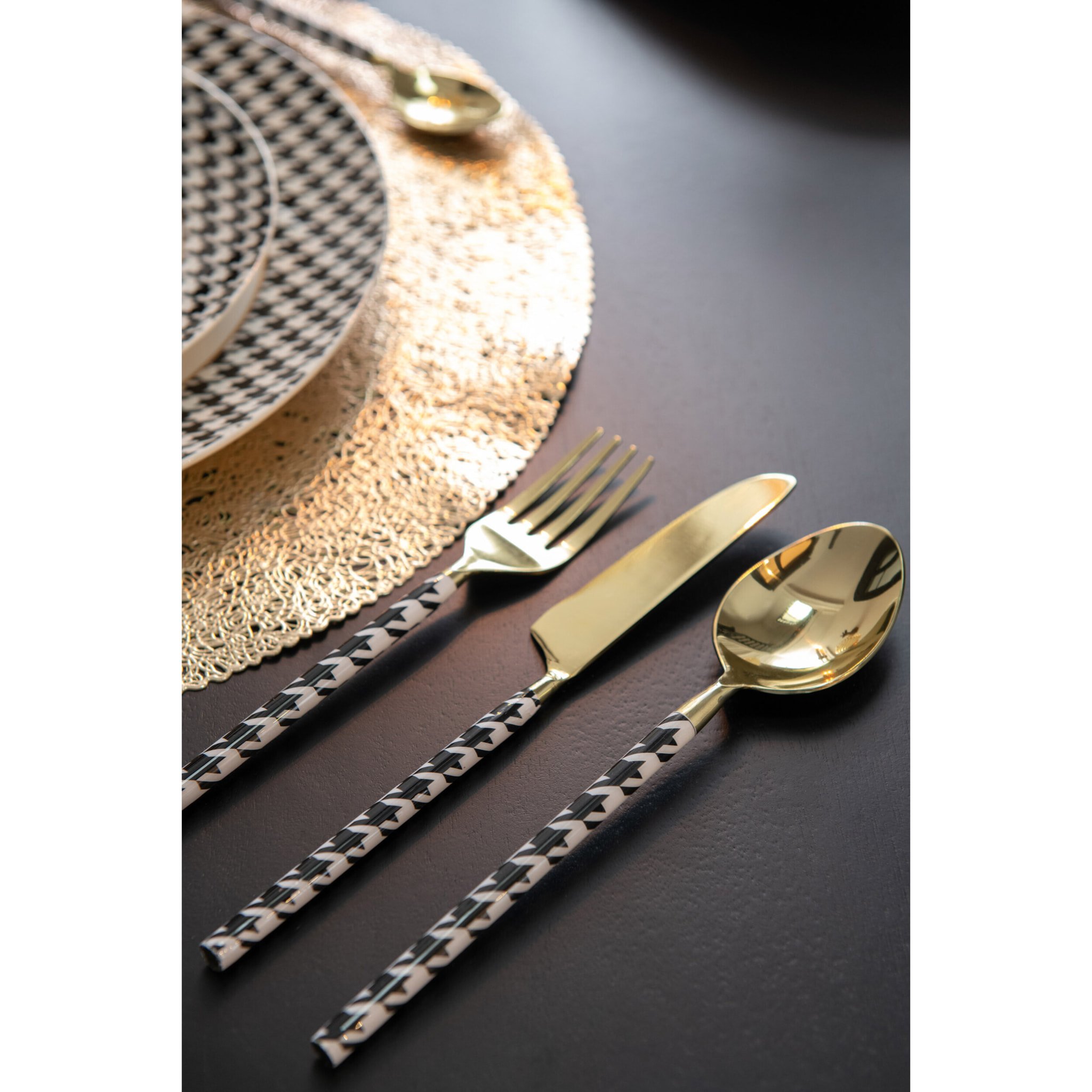 J-Line couvert Pied-Poule - acier - or - boîte de 4