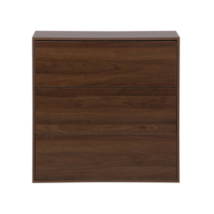 Commode. module de rangement décor bois noyer 3 tiroirs - Kompo