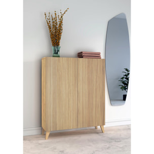 Zapatero Narvik melamina roble dorado puertas impresión vallado 109x90x27 cm