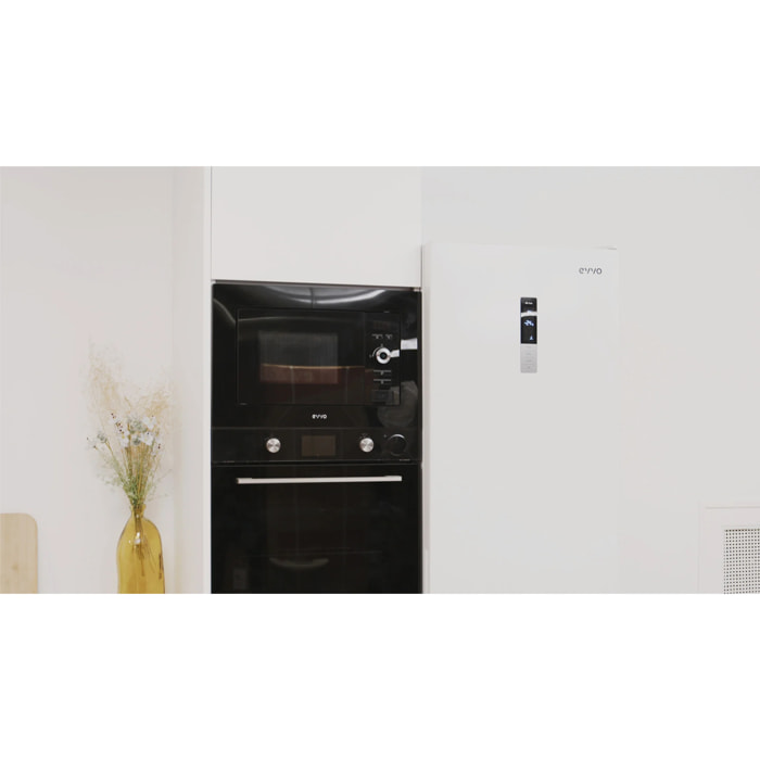 Frigorífico Combi EVVO F55W Glass, 226 l + 96 l, Total No Frost,cristal blanco