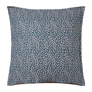 Taie d'oreiller imprimée en coton, CLIN D'ŒIL , Bleu nuit & Rouille