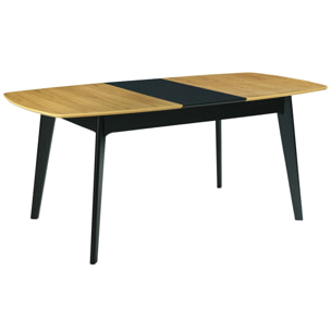 Table extensible rallonges intégrées rectangulaire bois et noir L140-180 cm MEENA