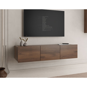 Alix - meuble tv modulable 150 cm - 3 portes - Effet noyer