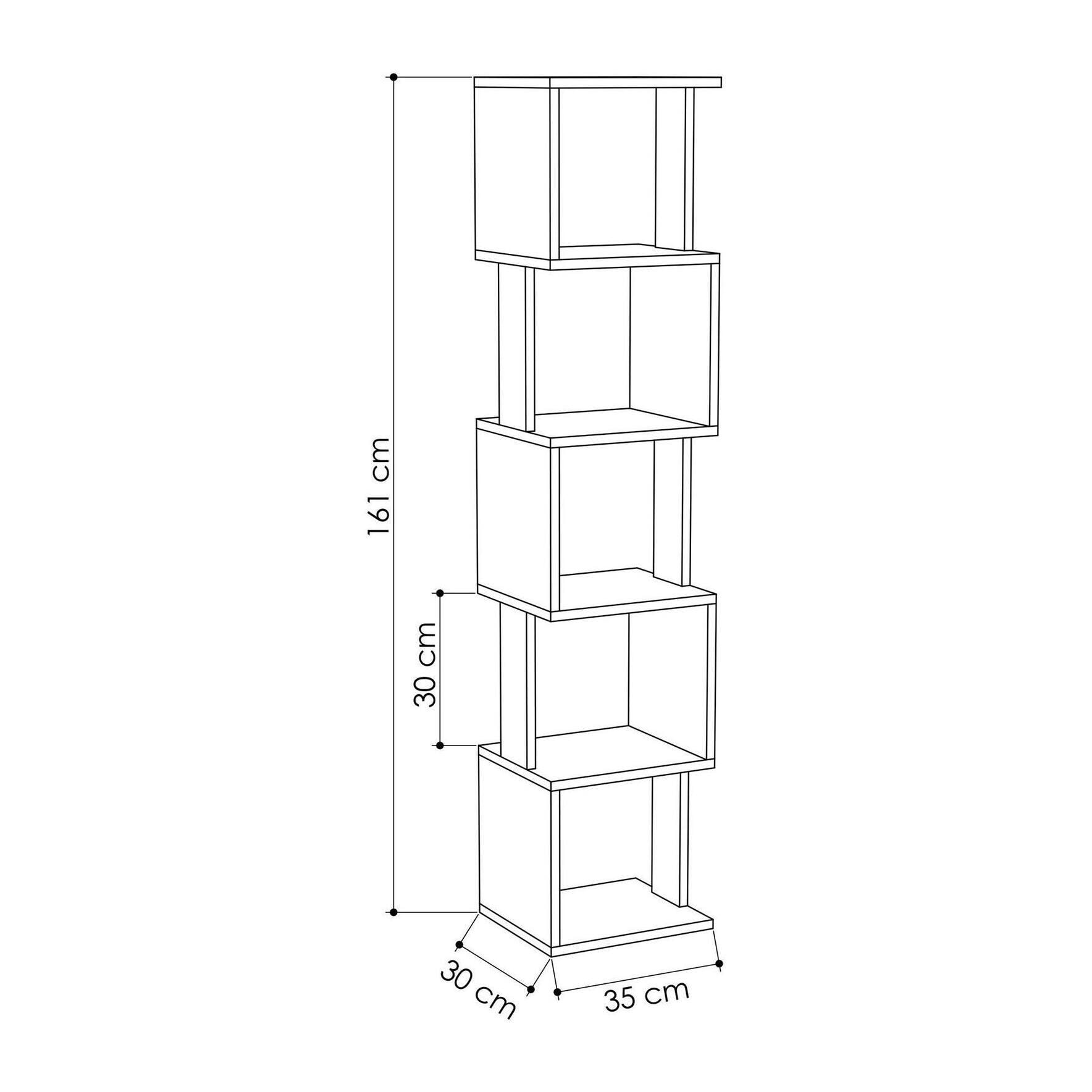 Libreria Dadjapon, Scaffale da ufficio, Mobile portalibri, Biblioteca, 35x30h161 cm, Bianco e Tortora