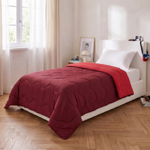 Trapunta invernale bicolor Made in Italy in microfibra di poliestere - Bordeaux/Rosso
