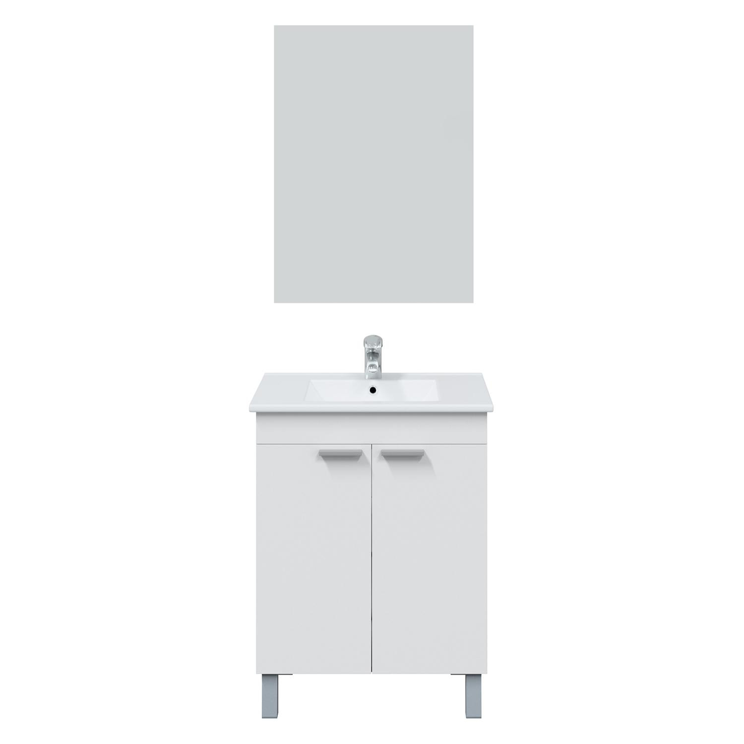 Mueble baño lupe 2p 60cm color blanco brillo con espejo, sin lavabo