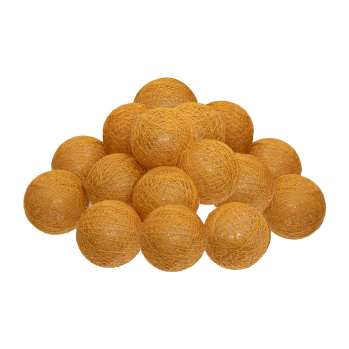 Guirlande LED à pile 16 boules - jaune ocre - L255 cm