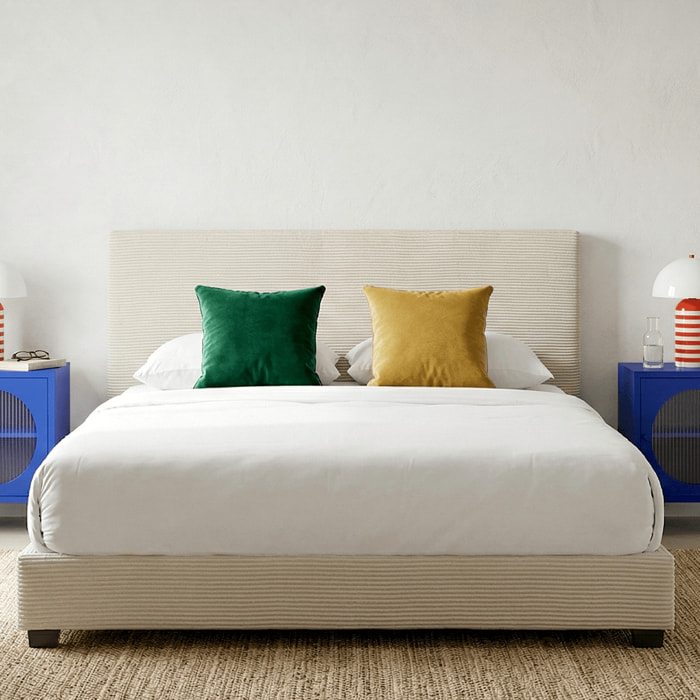 Lit avec tête de lit en velours côtelé - WILLIAM