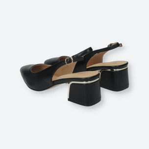 Décolleté sling back Donna Tata Italia Nero