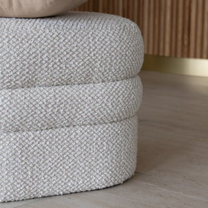 Pouf en bouclette écru et structure en bois  ULYSSE