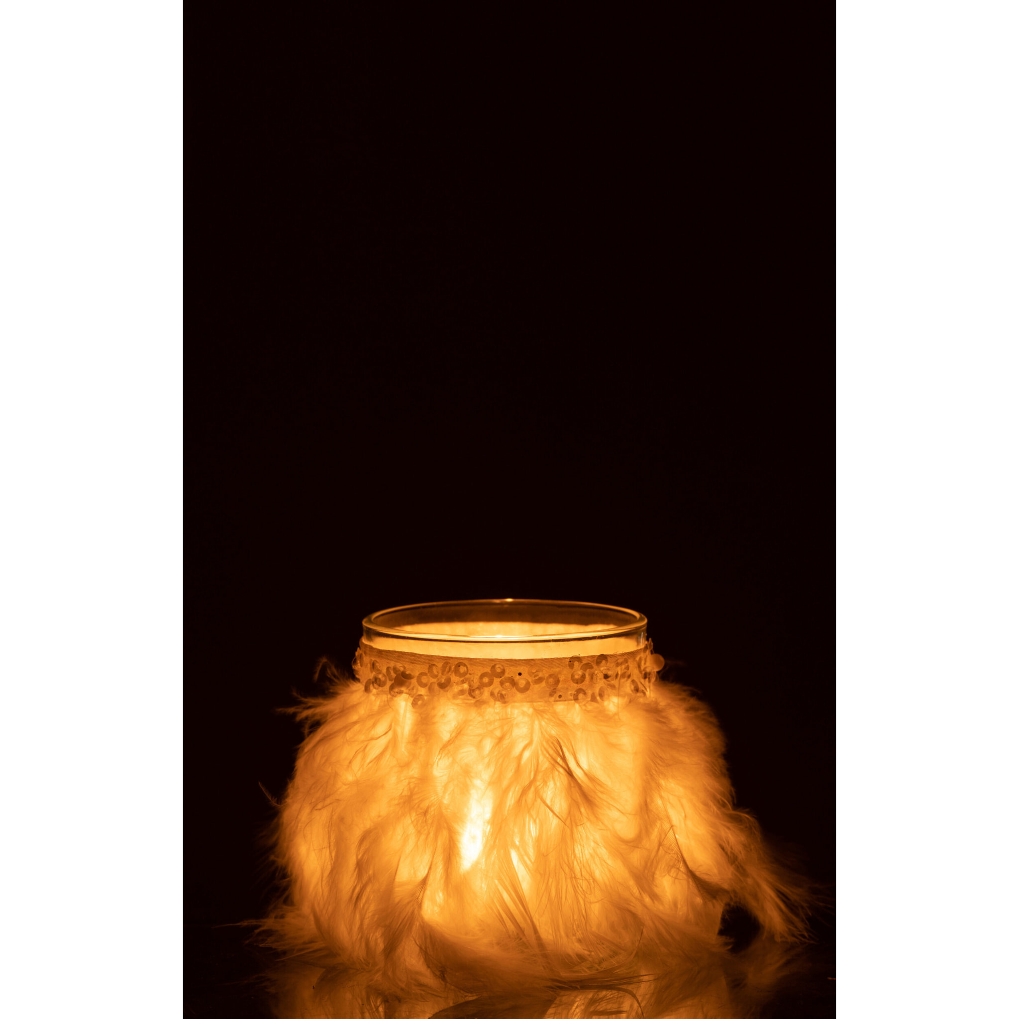 J-Line photophore Plumes - verre - blanc/transparant - medium - 2 pièces