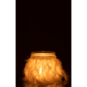 J-Line photophore Plumes - verre - blanc/transparant - medium - 2 pièces