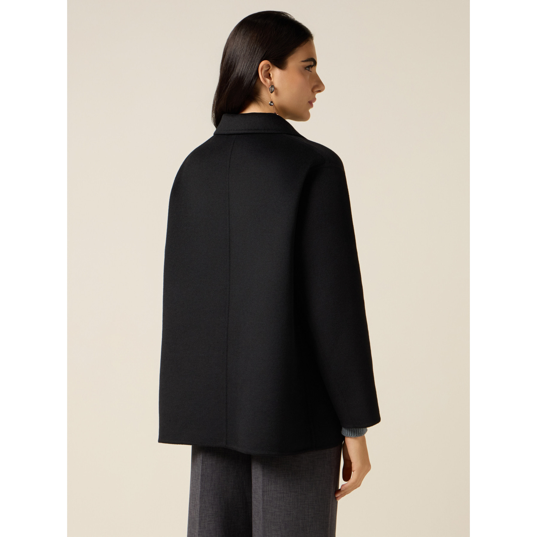 Oltre - Chaqueta desestructurada mezcla lana con broches - Negro