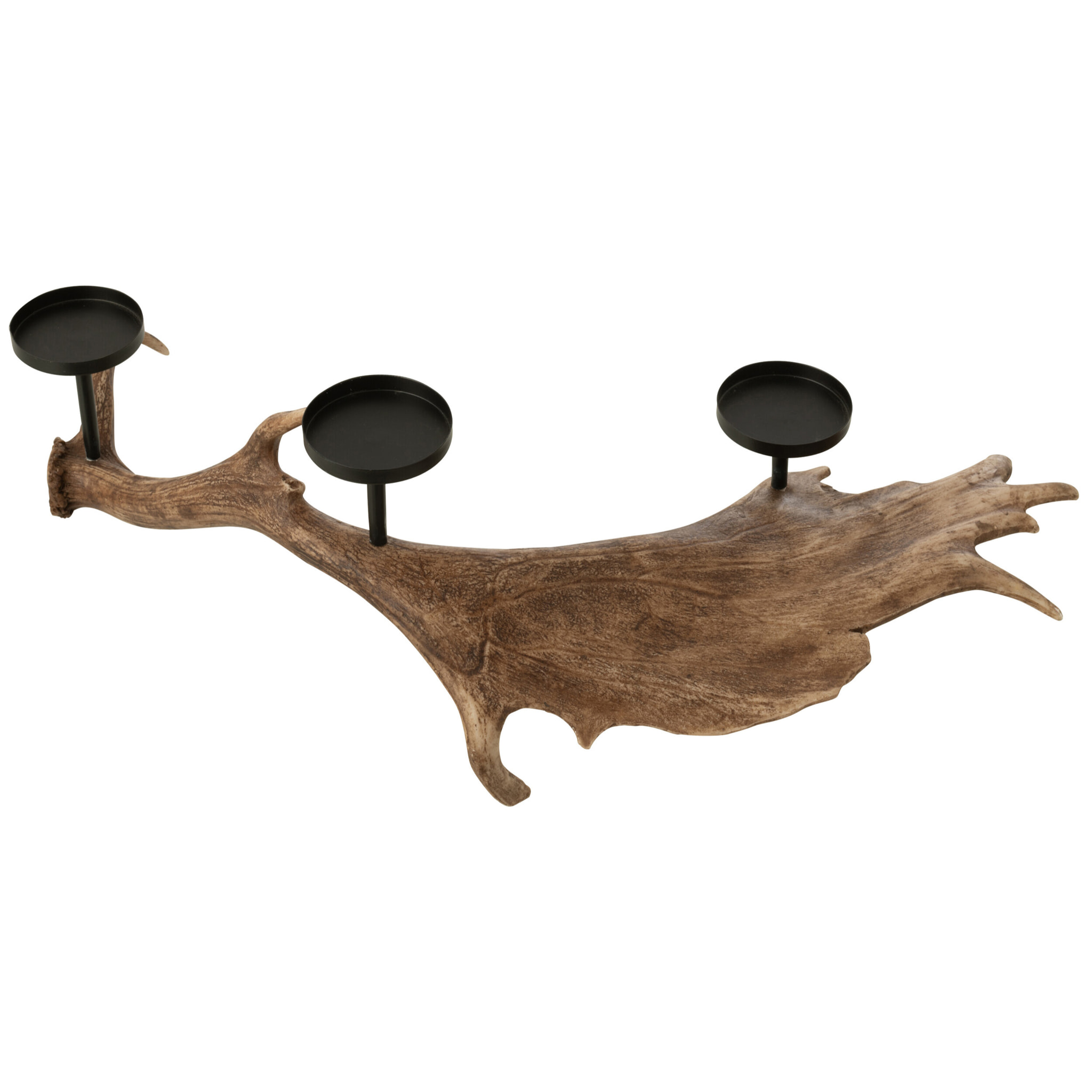 J-Line bougeoir Antlers - polyrésine - brun - large