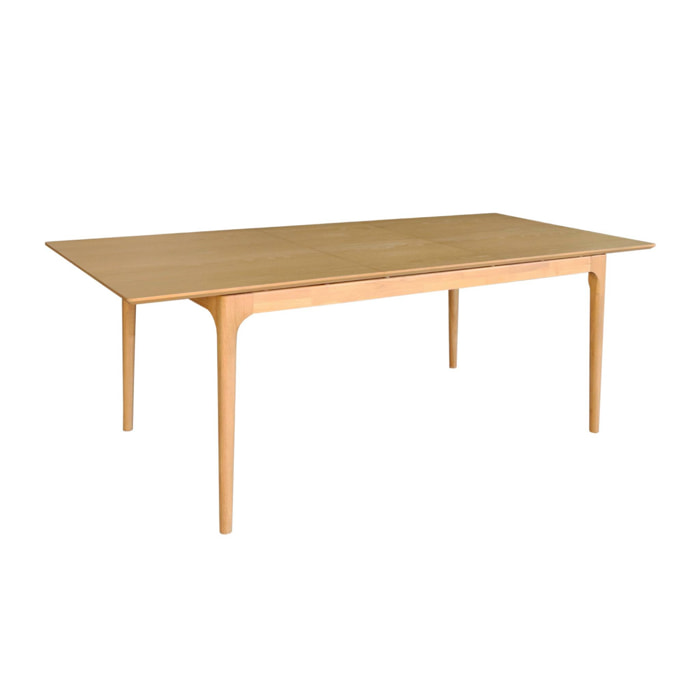 Table à manger rectangulaire extensible bois d'hévéa et placage frêne 6-8 places ELENA