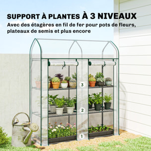 Serre de jardin étagères 3 niveaux châssis acier bâche PVC transparent