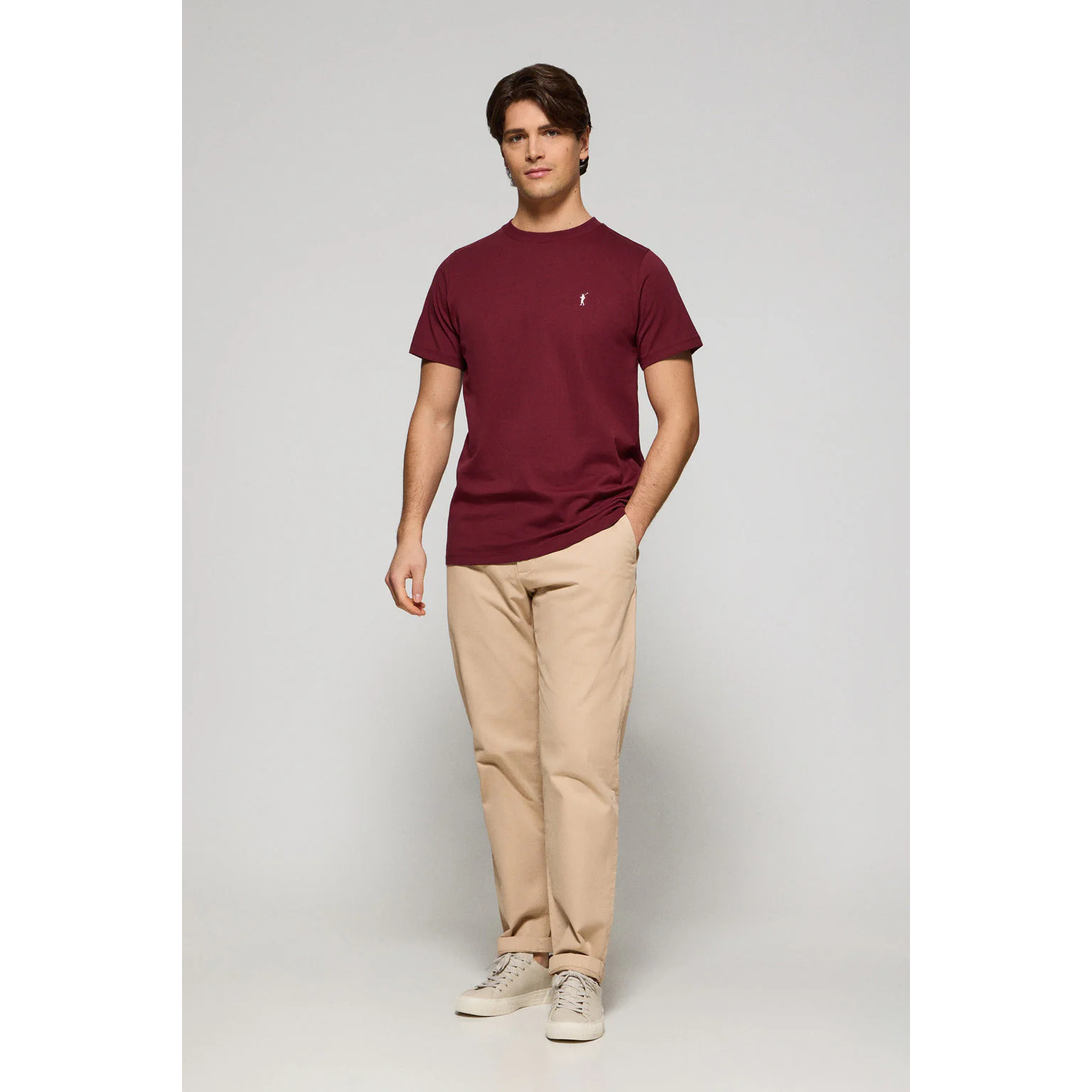 Pack de dos camisetas granate y azul denim con cuello redondo y logo bordado Rigby Go