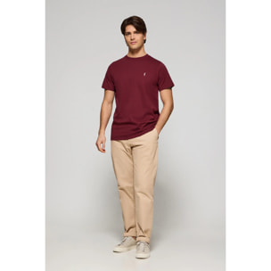 Pack de dos camisetas granate y azul denim con cuello redondo y logo bordado Rigby Go