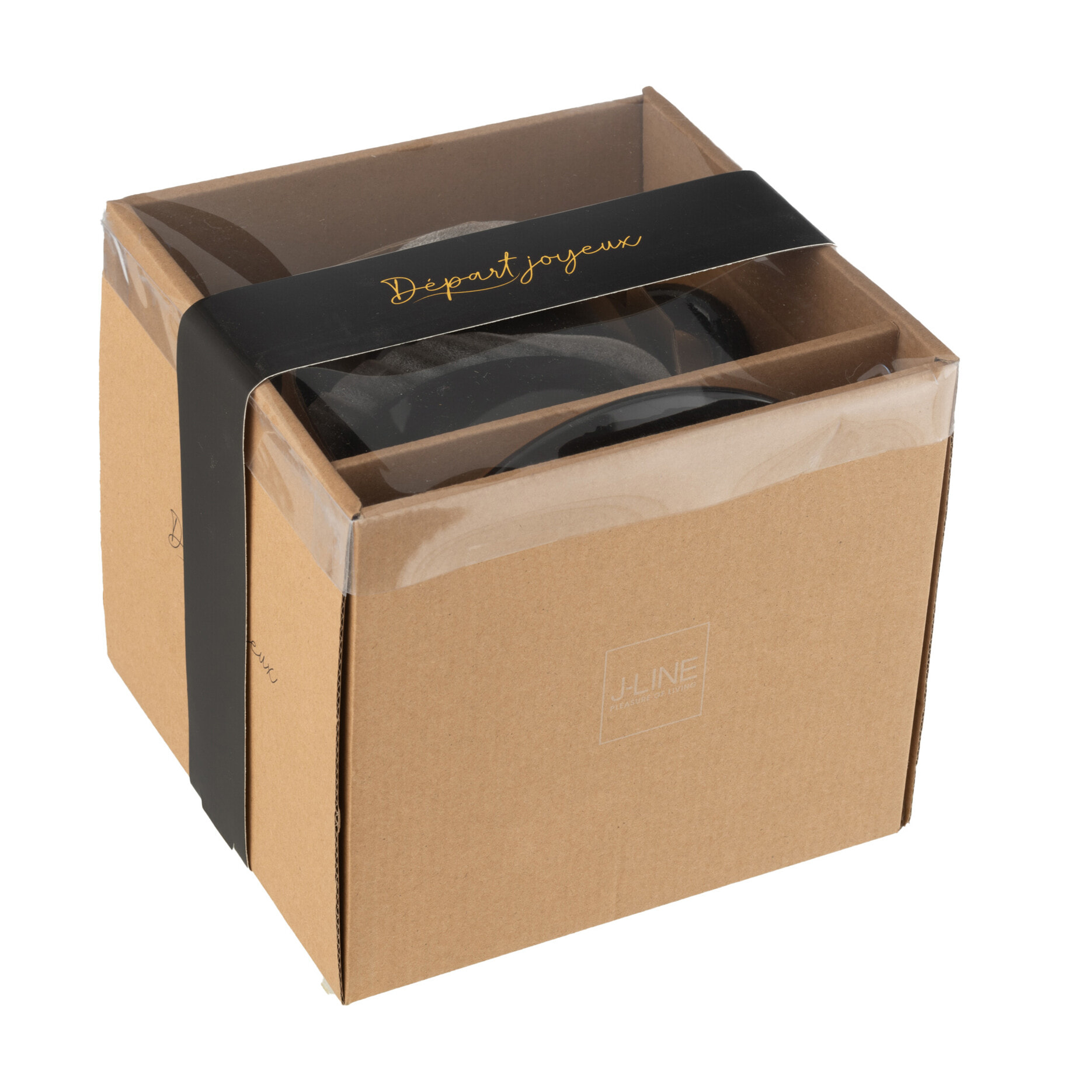 J-Line tasse + théière 'Départ Joyeux' - porcelaine - noir/or