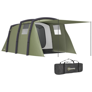Tienda de Campaña Inflable Familiar Tipo Túnel para 3–6 Personas Tienda de Campaña Glamping con Vestíbulo Ventanas de Malla y Bolsa de Transporte Protección UV 50+ Impermeable Verde Oliva