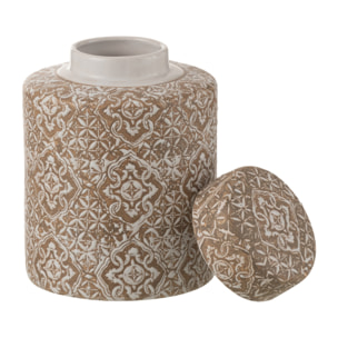 J-Line décoration Urne Wabi - porcelaine - beige/blanc - small