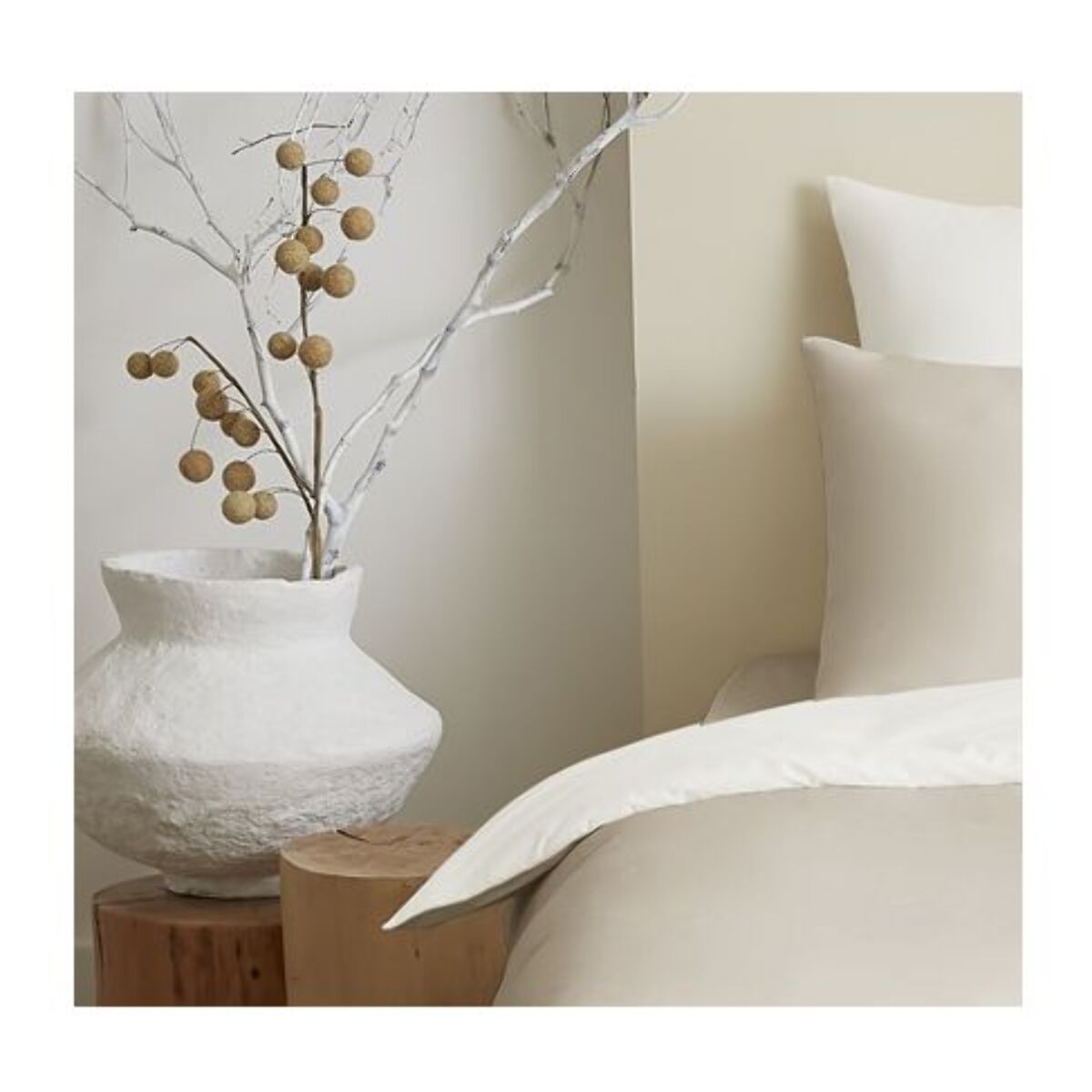 Pack complet 4 pièces Lin/Blanc réversible housse de couette