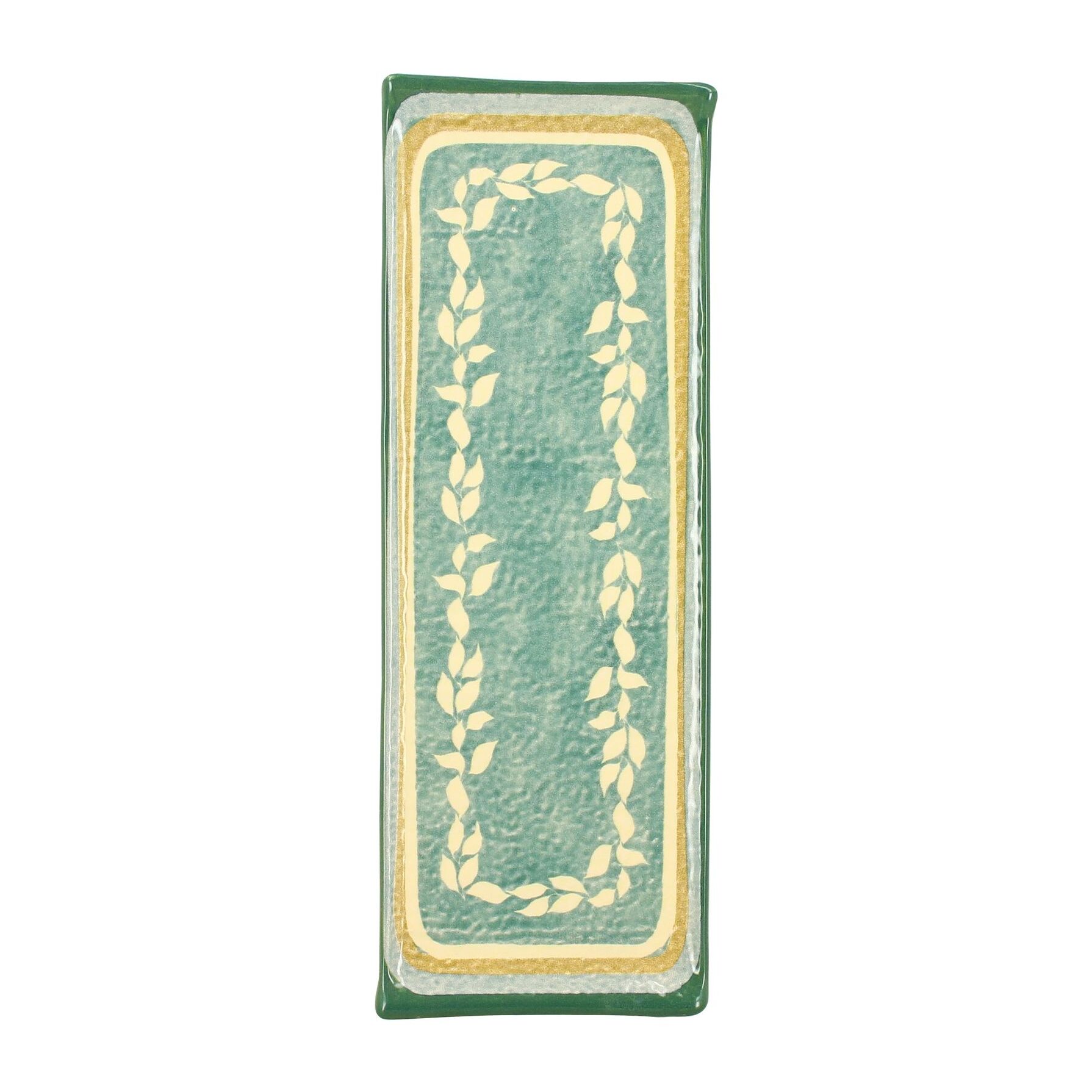 Assiette de présentation rectangulaire en faïence verte CAPRIA