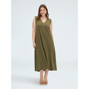 Fiorella Rubino - Vestido largo con escote en V - Verde militare