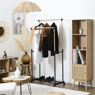 Portant Double Effet Bois Roulette