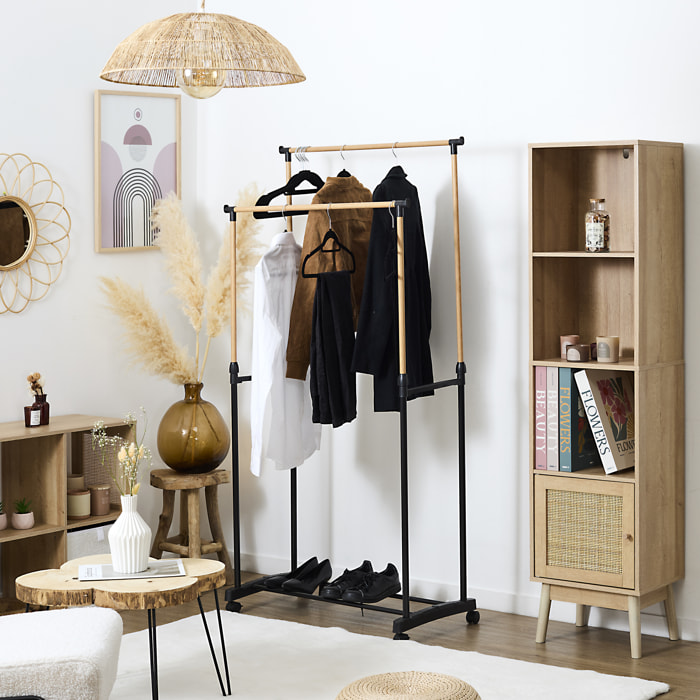 Portant Double Effet Bois Roulette