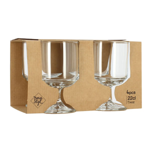 Lot de 4 verres à pied tower 22cl en verre transparent