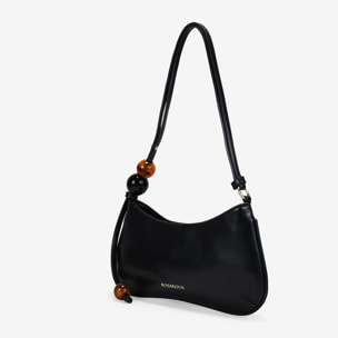Bolso de hombro negro con cuentas marmoladas