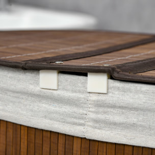 Cesto para Ropa Sucia de Bambú 100L con Tapa 2 Compartimentos 62,5x37x60,5 cm