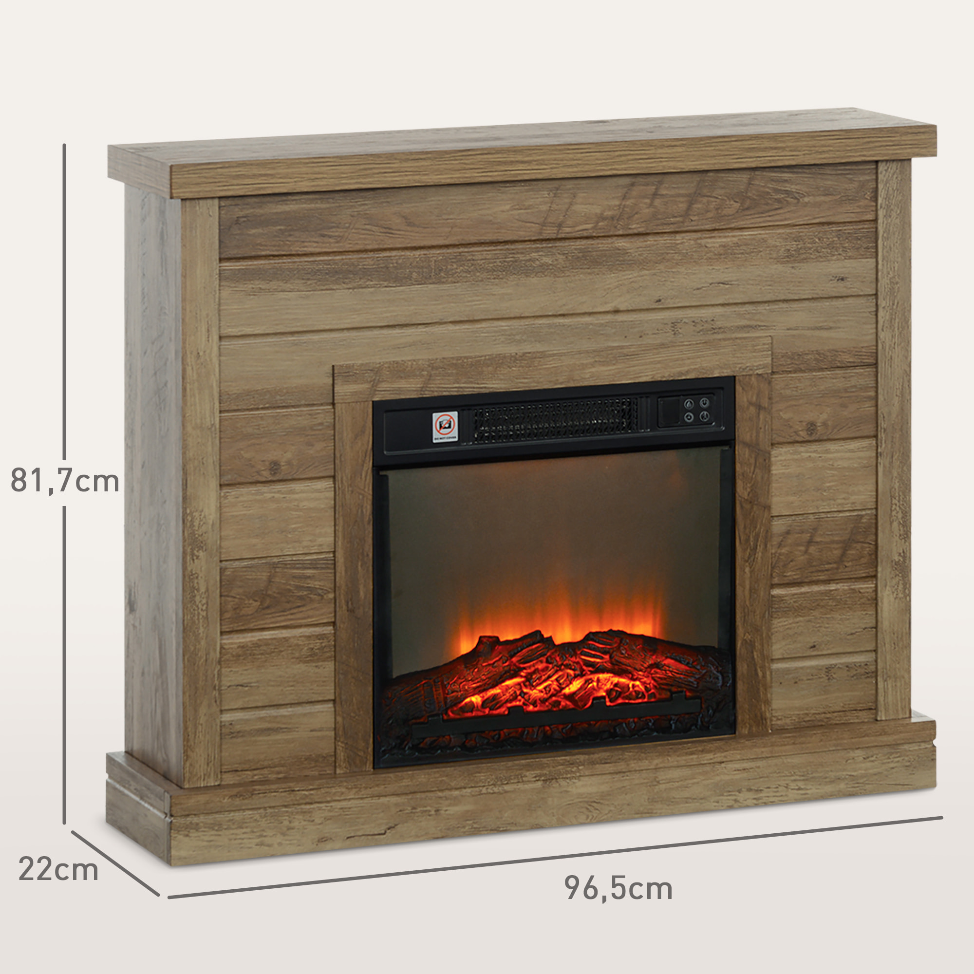 Chimenea Eléctrica, Chimenea Decorativa con Efecto de Llama, Calefacción 1800 W, Control Remoto, Temporizador Semanal, Protección Contra Sobrecalentamiento, Natural