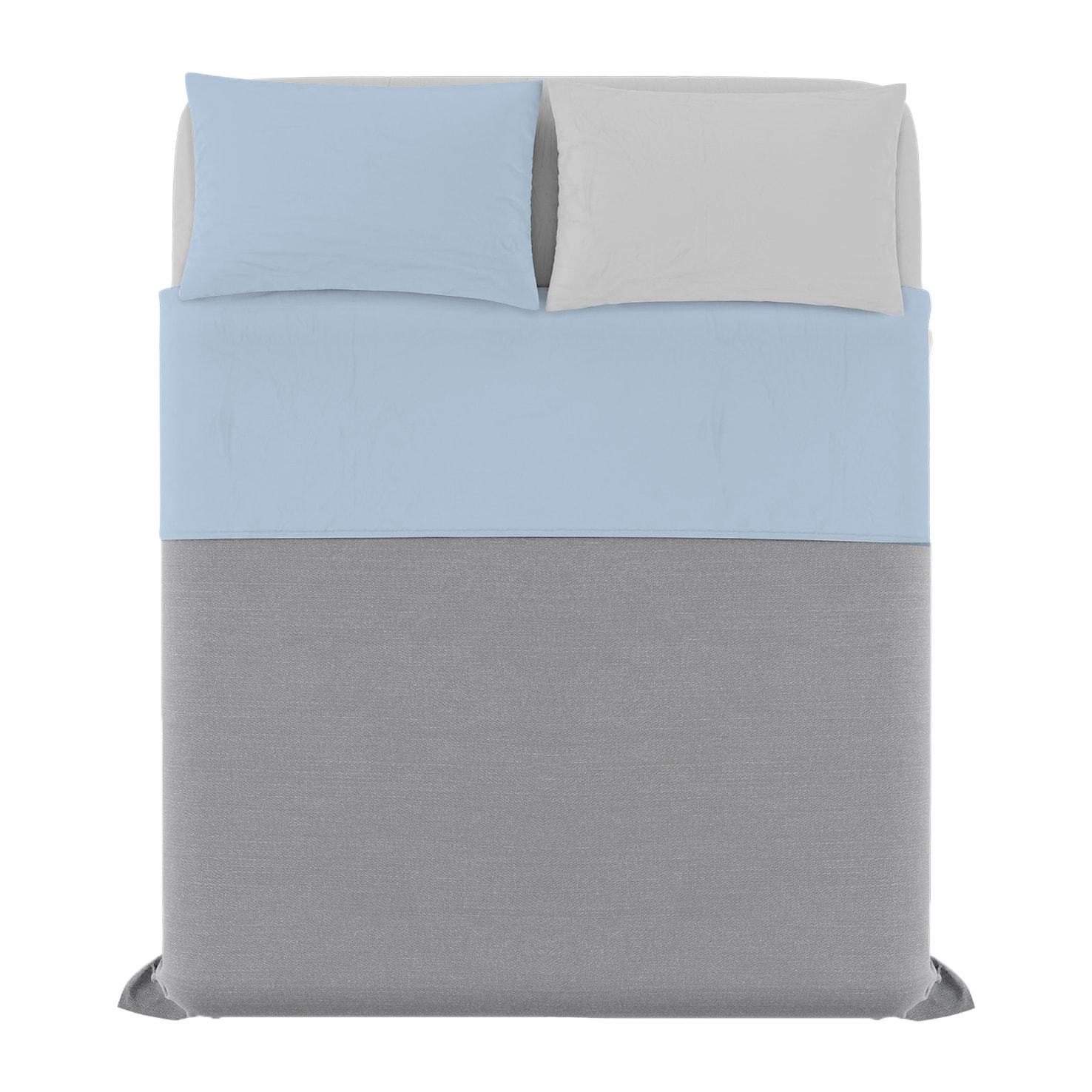 COMPLETO LETTO NATURAL COLOUR MADE IN ITALY COTONE-AZZURRO/GRIGIO CHIARO MATRIMONIALE