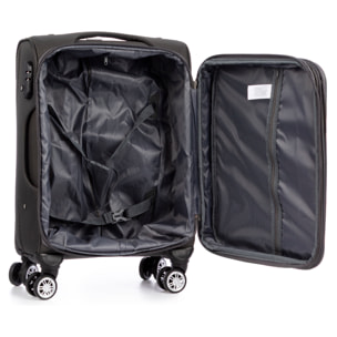 Juego de 3 maletas Trolley extensibles de tela, semirrígidas. Cerradura numérica, 4 ruedas giratorias 360°.