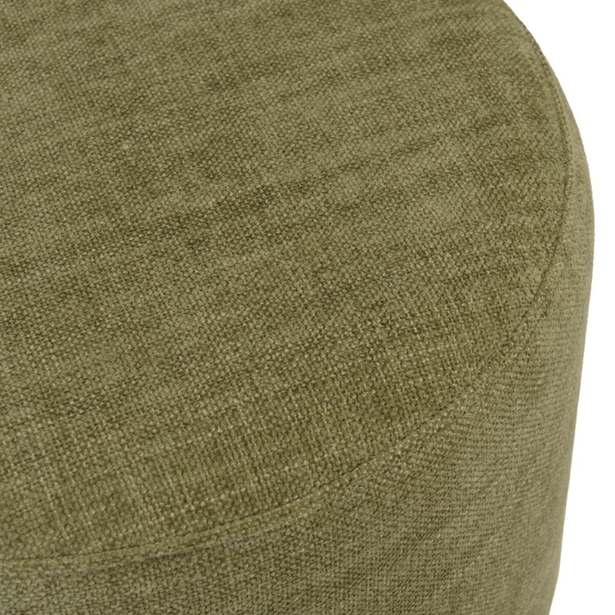 AGATHE - Pouf rond en tissu vert et pied bois D41cm