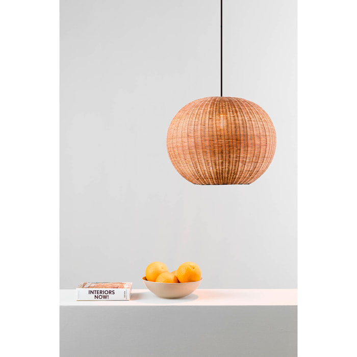 HAKA 300 Lampe suspension noire/rotin