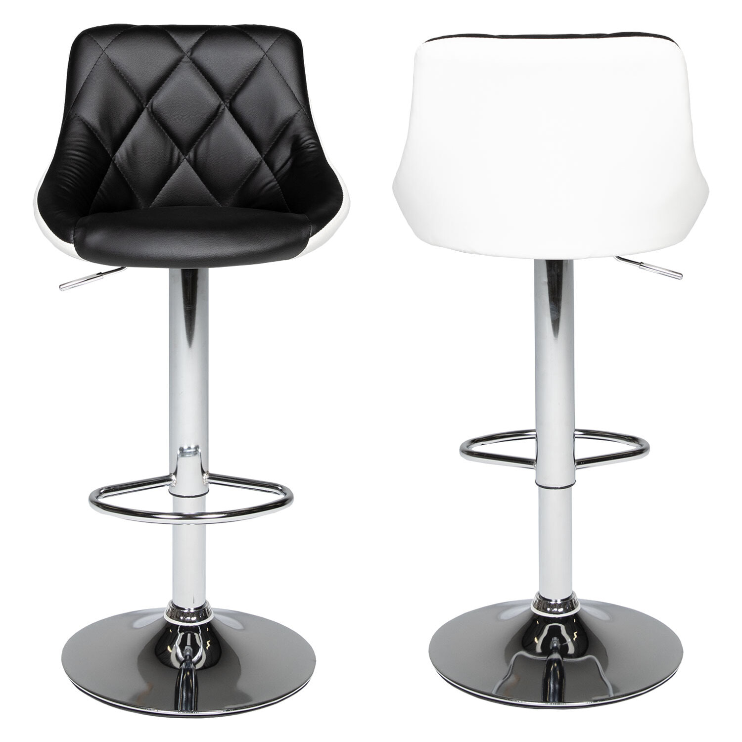 Lot de 2 tabourets de bar noir et blanc JASPER