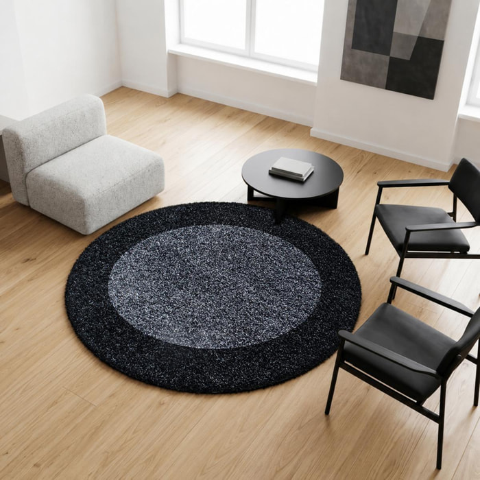 Tapis poils longs shaggy tissé motif simple NIVA